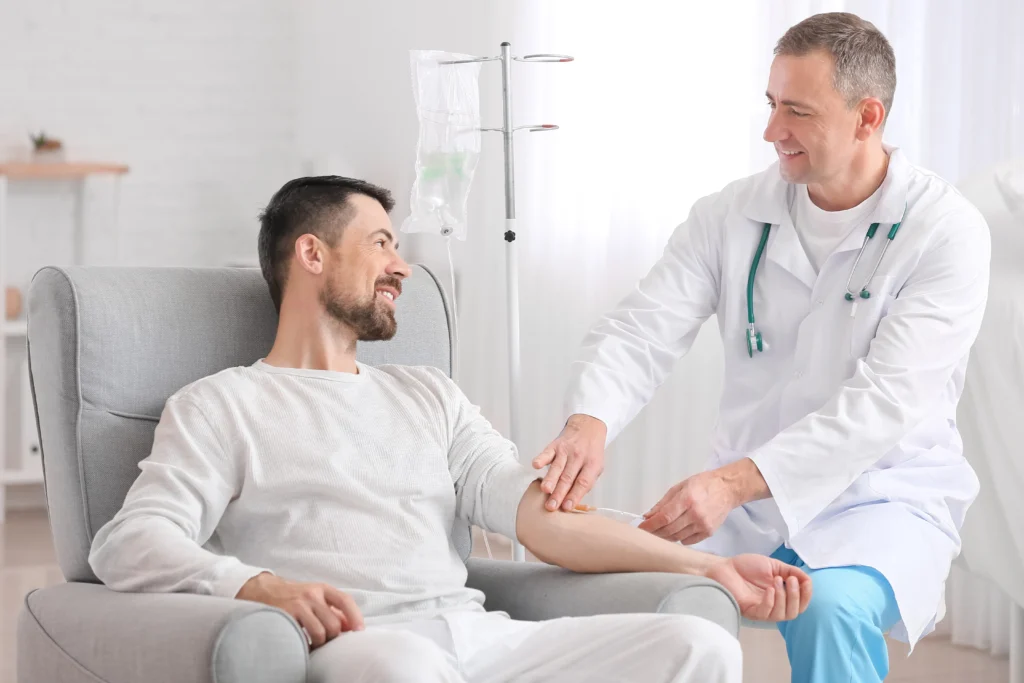 Client receiving Glutathione IV Therapy in Upper West Side & Manhattan NYC Timelyss Med Spa